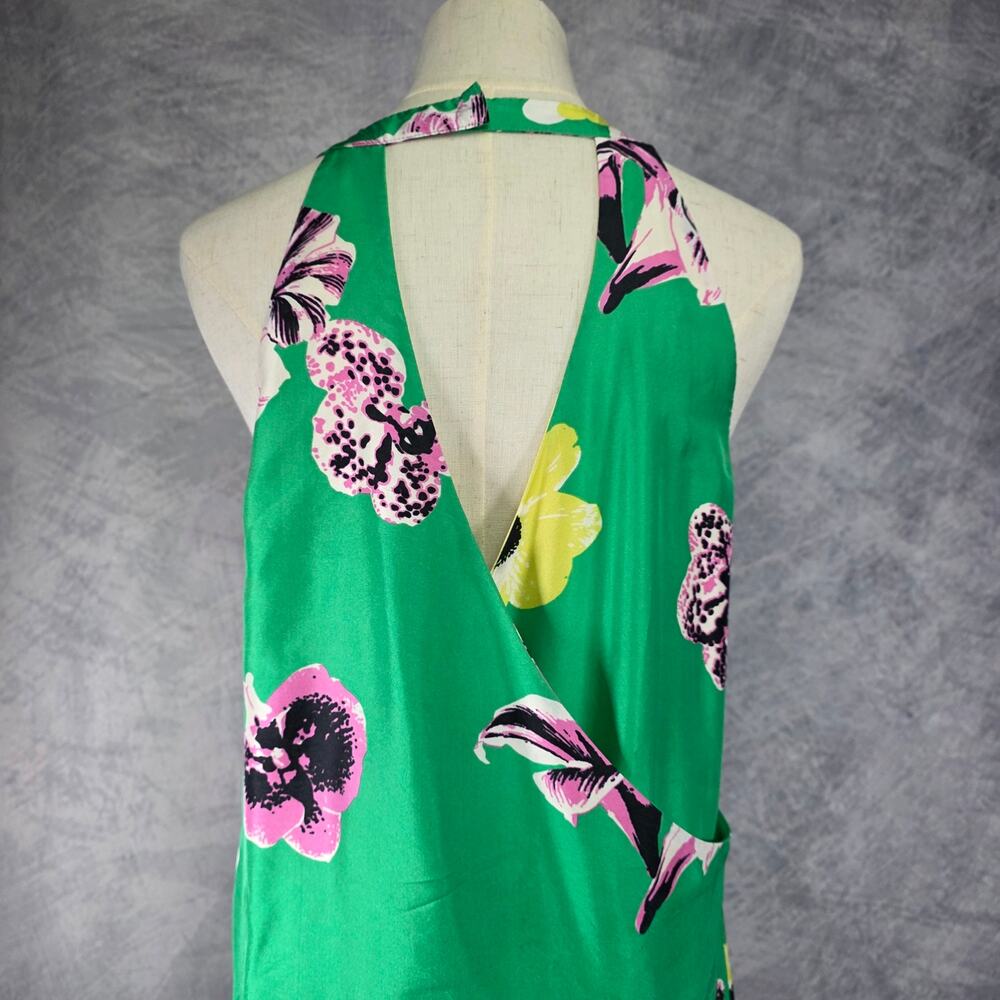 J Crew Dress Womens 2 Green Floral Silk Sleeveless Shift Tropical Coastal Chic - Picture 6 of 16